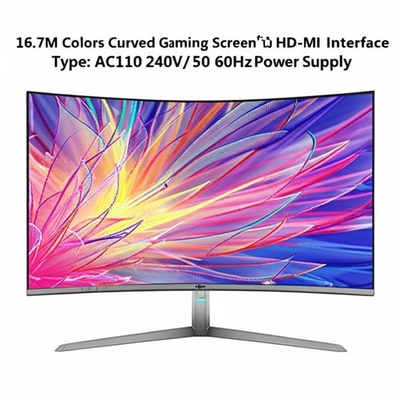 Изогнутый игровой экран с 16,7 миллионами цветов, интерфейсом HD-MI и блоком питания AC110-240V/50-60 Гц
